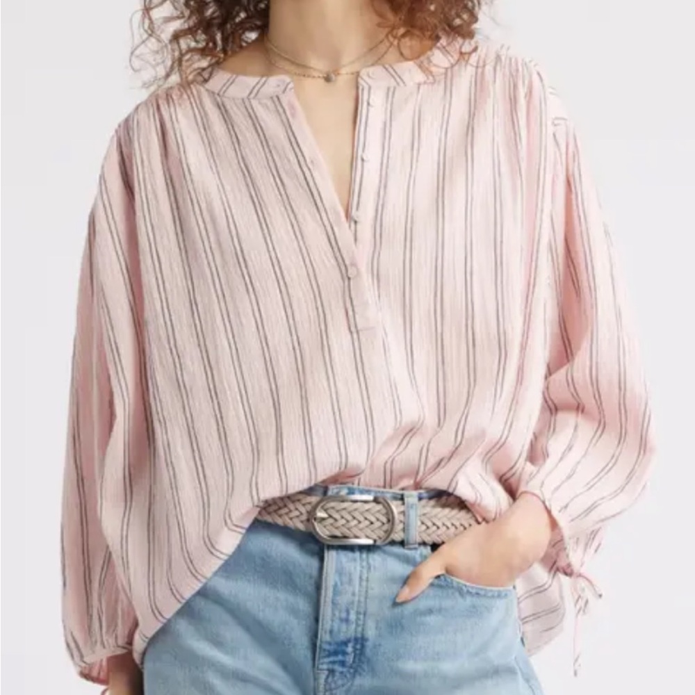 Treasure & Bond Light Pink Striped Blouse NWOT
